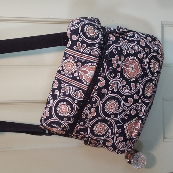 Women's Vera Bradley messenger bag black tan paisley - Picture 9 of 11